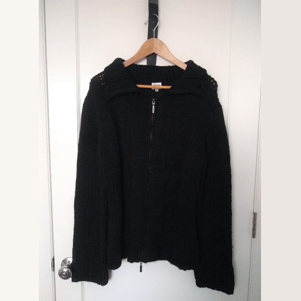 Armani Black Zip Up Turtleneck Sweater (Medium)